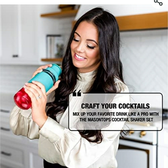 Masontops Cocktail Shaker Set – Glass Mason Jar Shaker–4PCw/ Metal swizzle stick - Picture 5 of 16